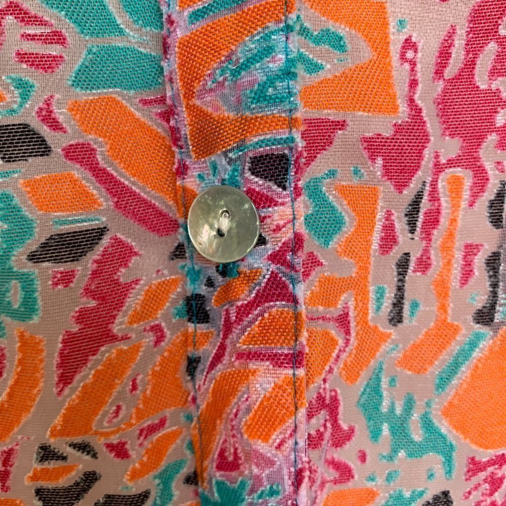 Choices Colorful Mesh-Linen Blend Button Front Ro… - image 7